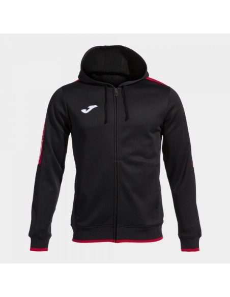 Olimpiada Cremallera-Up Sudadera con Capucha Negro Rojo