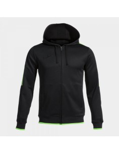Olimpiada Cremallera-Up Sudadera con Capucha Negro Verde Flúor