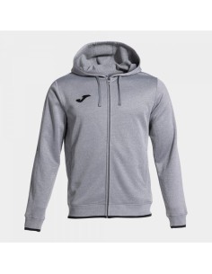 Olimpiada Cremallera-Up Sudadera con Capucha Melange Gris Negro