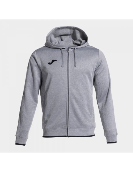 Olimpiada Cremallera-Up Sudadera con Capucha Melange Gris Negro