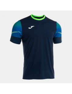 Elite Xi Manga Corta Camiseta Marino Verde Flúor