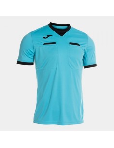 Referee Manga Corta Camiseta Turquesa Flúor Negro