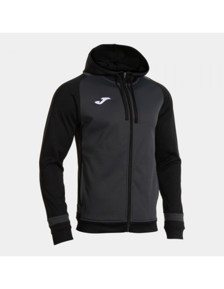 Lider Cremallera-Up Sudadera con Capucha Gris Oscuro Negro
