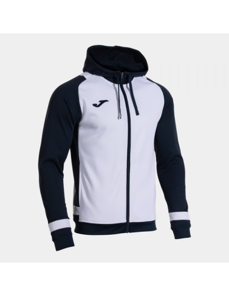 Lider Cremallera-Up Sudadera con Capucha Blanco Marino Oscuro