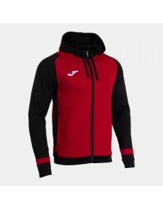 Lider Cremallera-Up Sudadera con Capucha Rojo Negro