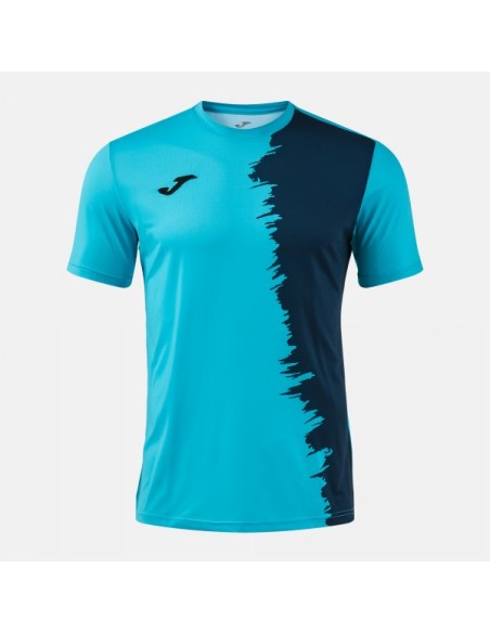 Picasho Manga Corta Camiseta Turquesa Flúor Marino Oscuro