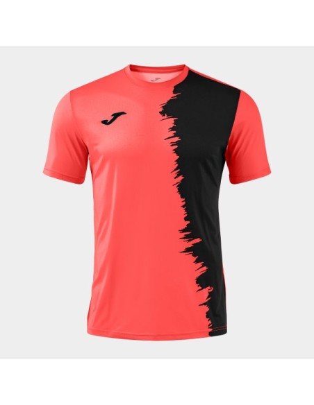 Picasho Manga Corta Camiseta Coral Flúor Negro