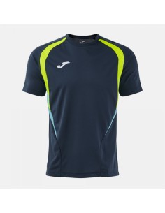 Championship 20 Manga Corta Camiseta Marino Oscuro Amarillo Flúor
