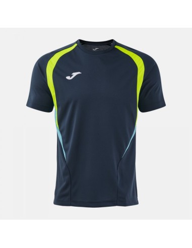 Championship 20 Manga Corta Camiseta Marino Oscuro Amarillo Flúor