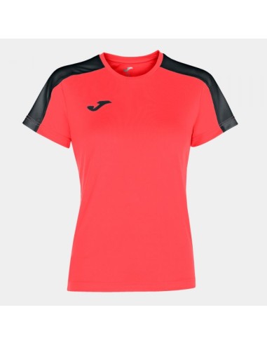 Academy Manga Corta Camiseta Coral Flúor-Negro