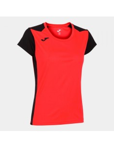 Record Ii Manga Corta Camiseta Coral Flúor Negro