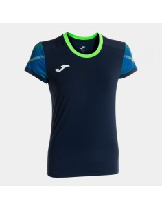Elite Xi Manga Corta Camiseta Marino Verde Flúor