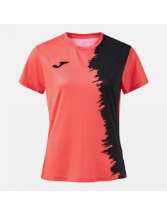 Picasho Manga Corta Camiseta Coral Flúor Negro