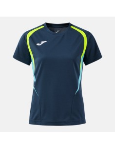 Championship 20 Manga Corta Camiseta Marino Oscuro Amarillo Flúor