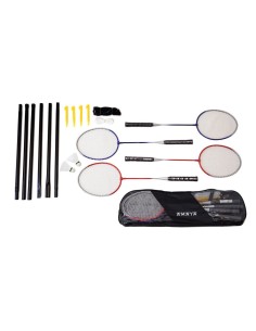 Set 4 raquetas de badminton con postes, red, 2 volantes y bolso