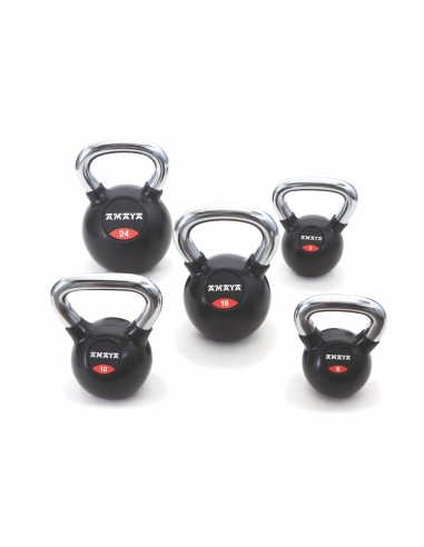 Kettlebell de caucho con mango cromado