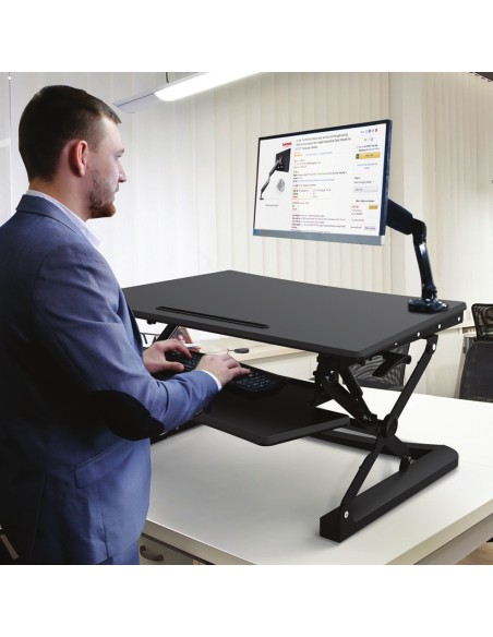 Sit-stand desktop workstation