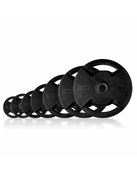 Plato Olímpico Pro con Agarres Black Rubber Negro