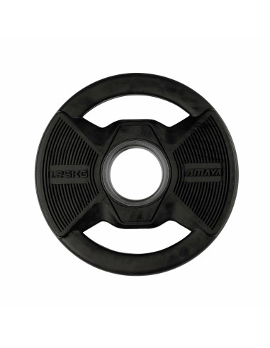 Plato Olímpico Pro con Agarres Black Rubber Negro