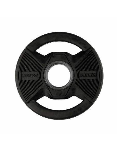 Plato Olímpico Pro con Agarres Black Rubber Negro