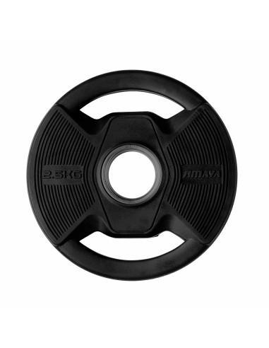 Plato Olímpico Pro con Agarres Black Rubber Negro