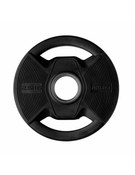 Plato Olímpico Pro con Agarres Black Rubber Negro