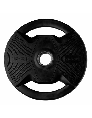 Plato Olímpico Pro con Agarres Black Rubber Negro