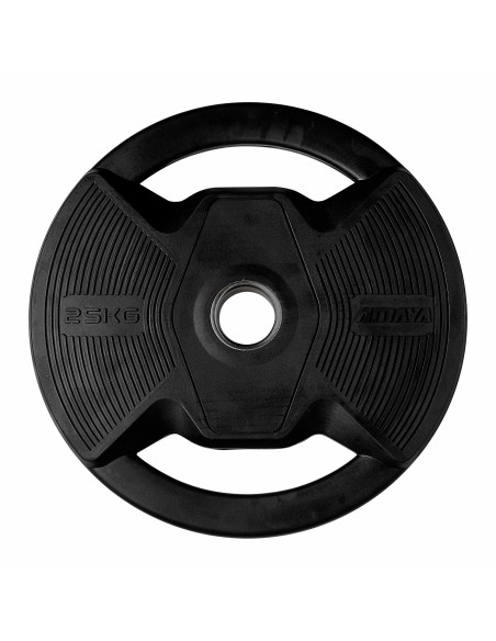 Plato Olímpico Pro con Agarres Black Rubber Negro
