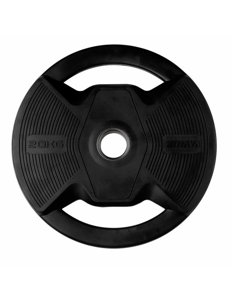 Plato Olímpico Pro con Agarres Black Rubber Negro