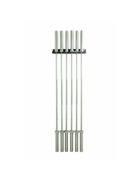 Soporte Vertical de Pared para 6 Barras Olímpicas | Acero Inoxidable