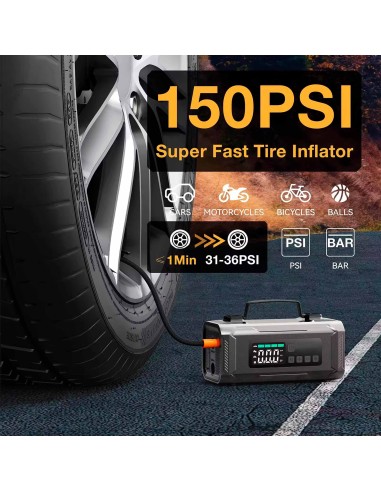 Compresor Portátil con Batería Multifuncional 6 en 1 150 PSI