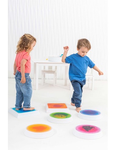 Bases Redondas Sensoriales con Líquido e Iluminación LED - Set de 6