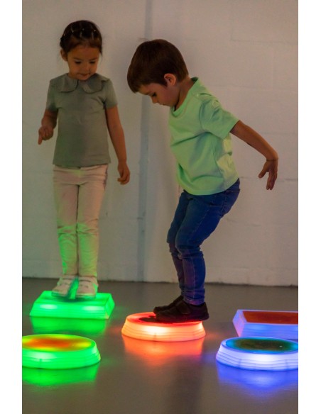 Bases Redondas Sensoriales con Líquido e Iluminación LED - Set de 3 Bases Redondas Sensoriales con Líquido e Iluminación LED - Set de 3