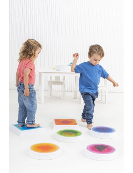 Bases Redondas Sensoriales con Líquido e Iluminación LED - Set de 3 Bases Redondas Sensoriales con Líquido e Iluminación LED - Set de 3