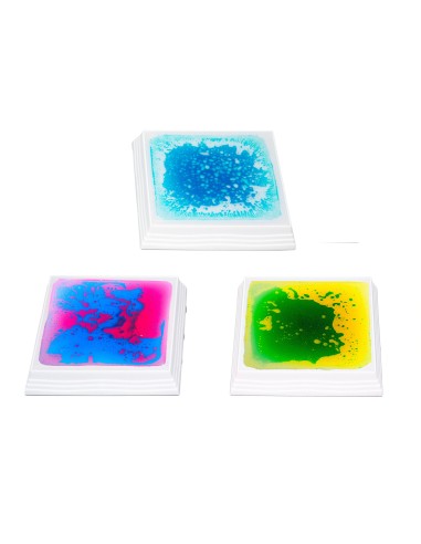 Bases Cuadradas Sensoriales con Líquido e Iluminación LED - Set de 3