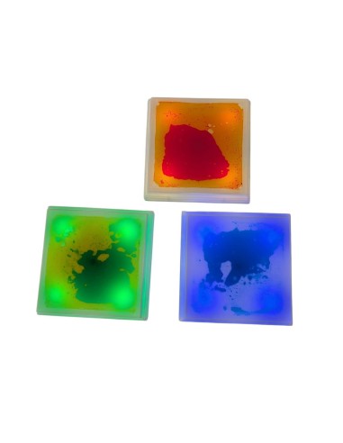 Bases Cuadradas Sensoriales con Líquido e Iluminación LED - Set de 3
