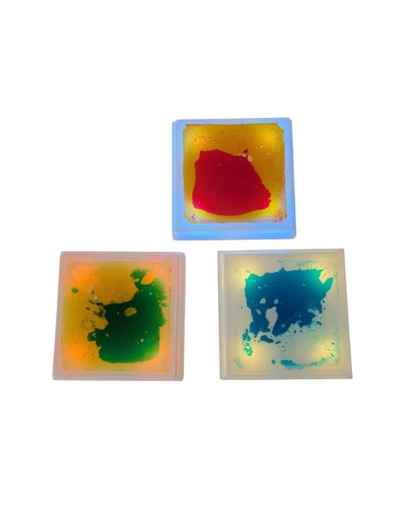 Bases Cuadradas Sensoriales con Líquido e Iluminación LED - Set de 3
