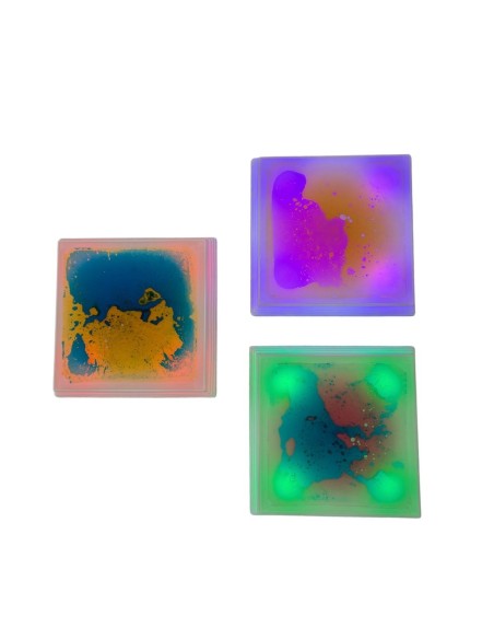 Bases Cuadradas Sensoriales con Líquido e Iluminación LED - Set de 3