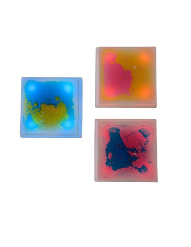Bases Cuadradas Sensoriales con Líquido e Iluminación LED - Set de 3