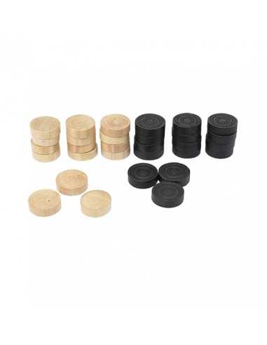 Fichas damas madera (12 fichas negras + 12 fichas blancas)