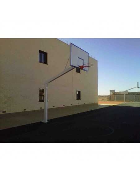 Juego canastas baloncesto monotubo new tubo 140x140 mm fijas con base para anclaje vuelo 2,25 mts