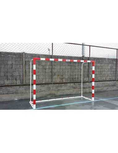 Juego porterías f.sala/balonmano aluminio trasladables 80x80mm con base 80x40mm