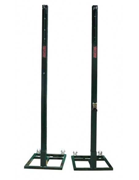 Juego postes voleibol metálicos cuadrados 80x80mm trasladables