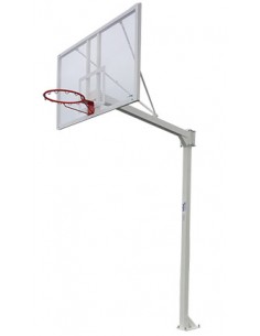 Juego de 2 canastas baloncesto deluxe monotubo fijas con base para anclaje -sin tablero ni aro-