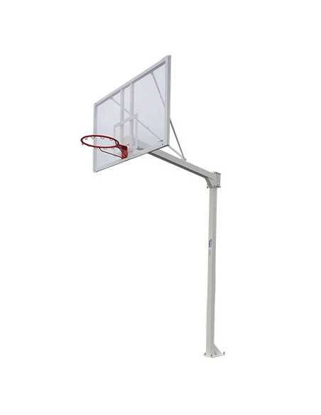 Juego de 2 canastas baloncesto deluxe monotubo fijas con base para anclaje -sin tablero ni aro-