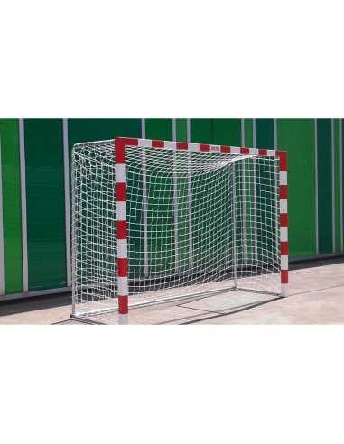 Juego porterías aluminio balonmano-fútbol sala 80x80 trasladables con base tubo redondo