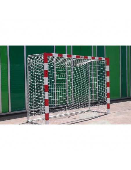 Juego porterías aluminio balonmano-fútbol sala 80x80 trasladables con base tubo redondo