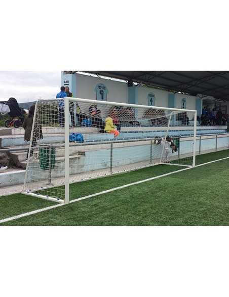 Juego porterías fútbol 11 metálicas trasladables tubo 100 mm reglamentarias