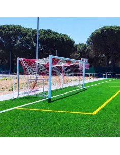 Juego porterías aluminio fútbol 11  120x100 abatibles con arquillos galvanizados en caliente