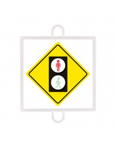 Panel de señalización tráfico de advertencia nº 5 (peatones rojo)